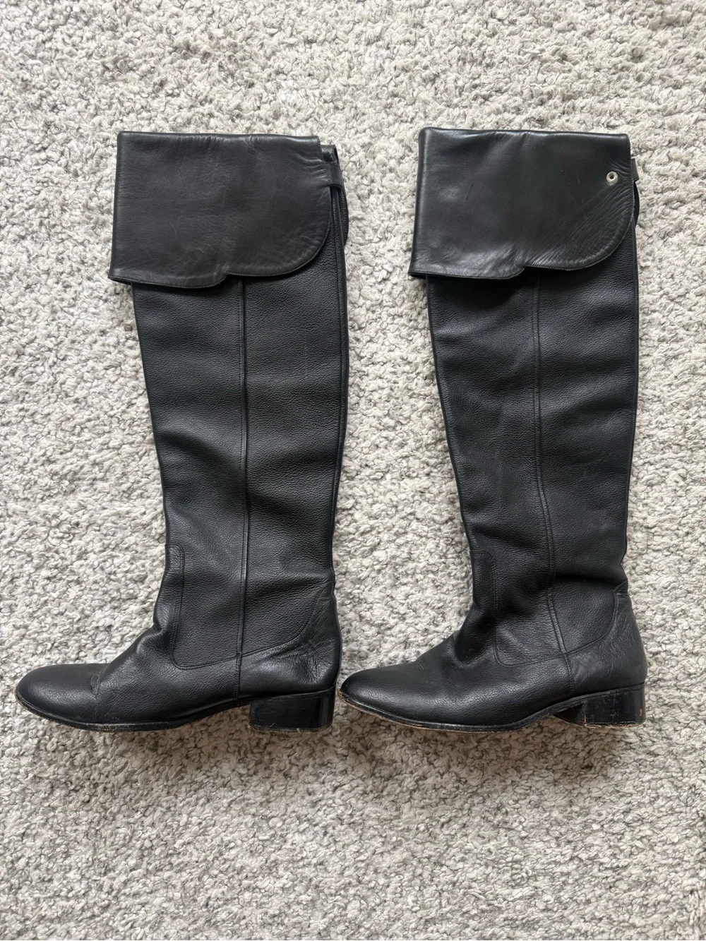 Anthropologie Black Leather Convertible Over the Knee Boots size 39 - 8.5 US